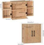 YATINEY Bathroom Wall Cabinet, Medicine Cabinet Wall Mounted, Over The Toilet Storage Cabinet, Fluted Cabinet with 2 Doors, for Bathroom, Kitchen, Laundry Room, Natural - Image 3