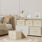 Cloth Storage Baskets with Handles,Beige 15x9.8x9.8in,3 Pack - Image 3