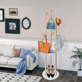 LIWSHWZ Solid Wood Coat Rack Freestanding,Coat Hanger Stand with 3 Shelves and 9 Hooks,Hall Tree for Bedroom, Entryway, Livingroom, Coat Hanger Stand for Coats, Scarves, Handbags by LIWSHWZ