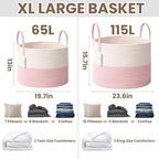 JMvicyroam 115L Extra Large Machine Washable Cotton Rope Blanket Basket - Image 3