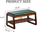 latifolia Solid Wood Bench, Entryway Shoe Bench with Cushion, 2 Tier Shoe Storage Organizer for Hallway, Living Room(Green,31.50''L) - Image 2