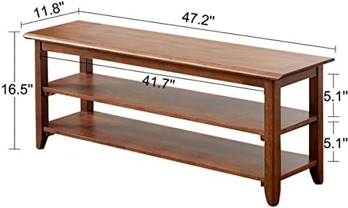 XKZG Shoe Rack Bench Wooden Shoe Storage Bench Entryway Bench, Brown, 47.2" - Image 2