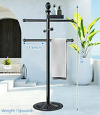 Yozoluck Pool Towel Rack Outdoor, 6 Bars Metal Heavy Duty Never Tilt Pool Accessories with Heavy Metal Base, Hot Tub Accessories Towel Dying Rack Towel Stand for Pool, Spa - Image 6