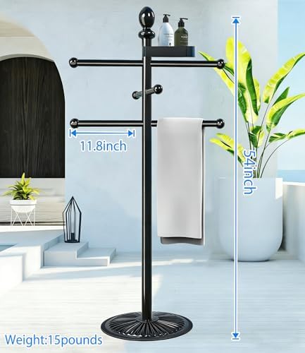 Yozoluck Pool Towel Rack Outdoor, 6 Bars Metal Heavy Duty Never Tilt Pool Accessories with Heavy Metal Base, Hot Tub Accessories Towel Dying Rack Towel Stand for Pool, Spa - Image 6