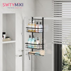 SWTYMIKI Over The Door Shower Caddy - 3 Tier Rustproof Hanging Shower Organizer with Adjustable Shelves, 28 Hooks & Soap Holder, Hanging Shower Rack Storage for Bathroom Accessories, Black - Image 6