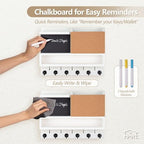 Key Holder for Wall Mount with Mail Organizer, Farmhouse Key Holder for Wall with Shelf, Chalkboard&Corkboard, Entryway Organizer 11 Metal Hooks, Decorative Natural Pine Wood, 14.6*11.1*3.3”, B-White - Image 5