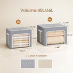Yecaye 3-Pack 40L Clothes Storage Bins, Storage Bags for Clothes, Grey - Image 3