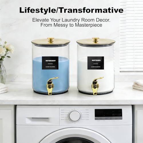 Glass Laundry Detergent Dispenser for Laundry Room Organization-Gold - Image 5