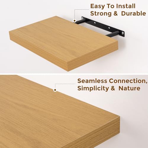 36 in Floating Shelves for Wall, Oak Long Wall Shelves Set of 2 - Image 5