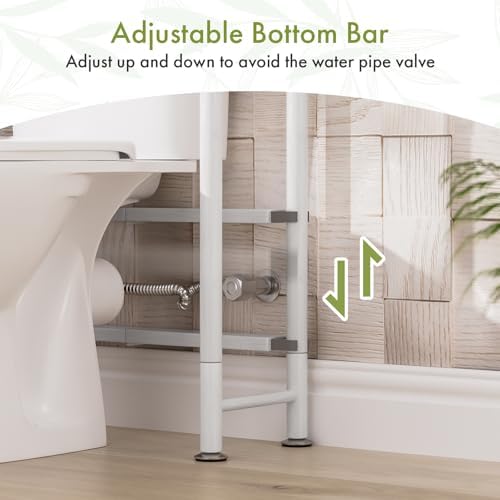 AmazerBath Bamboo Over The Toilet Storage Shelf, 2-Tier Over Toilet Bathroom Organizer Rack, Bathroom Shelves Over Toilet Space Saver, White - Image 7
