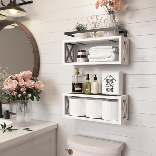 RICHER HOUSE Floating Shelves Bathroom, Wall Mounted Shelf Over Toilet - Image 2
