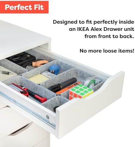 Rajas Goods Drawer Organizer Compatible with Ikea Alex Drawer Unit, 10-Piece Modular Felt Tray Organizer Set, Perfect Fit (Light) - Image 2