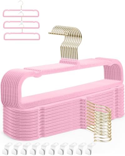 Felt Hangers Pink Velvet Hangers, Cute Pants Hanger, 20 Pack Chic Hangers by HGYZE