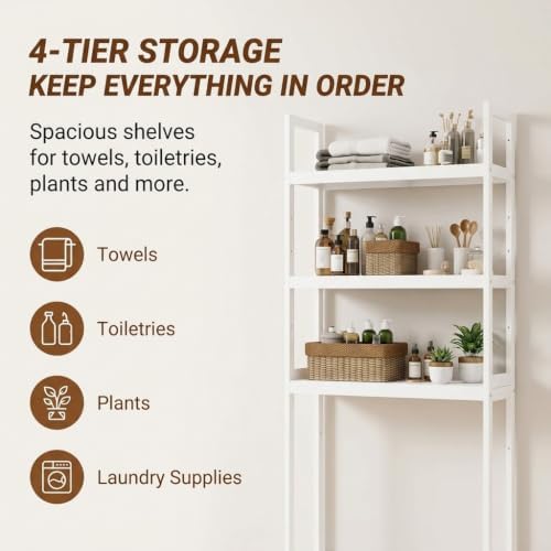 3-Tier wood over the Toilet Storage Cabinet , Simple Bathroom Storage rack - Image 6