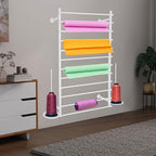 Ribbon Storage Organizer, Wall Mounted Ribbon Organizer, 12-Tier Metal Gift Wrapping Paper Rack, Spool Tie Scarf Hijab Belt Towel Hanger, for Home, Craft Room, Flower Shop, White, 31.5in Wide - Image 4