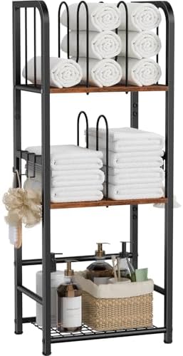 Snughome Towel Rack Free Standing 3-Tier M-Shaped Detachable Dividers, Metal Towel Storage Shelf for Bathroom, Pool Towel Rack Holder, Space-Saving Storage Organizer, Modern Bath Towel Storage Holder by Snughome