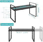 iPEGTOP 2 Pack Expandable Cabinet Storage Shelf Organizer Rack, Heavy Duty Steel Metal Spice Rack Adjustable Height Office Garage Pantry Shelf Space Riser for Counter Kitchen Organization, Black - Image 3