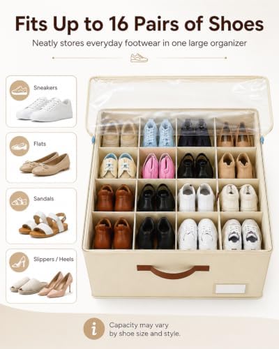 Shoe Organizer, Clear Foldable Storage with Support Base for Bedroom Closet - Image 4