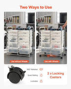 VEVOR Rolling Cart with Drawers, Double Row 12 Drawer Storage Organizer, Mobile Utility Cart with Chrome Steel Frame, Universal Casters & 2 Brakes, for Office, Classroom, Craft Room, Studio, Garage - Image 3