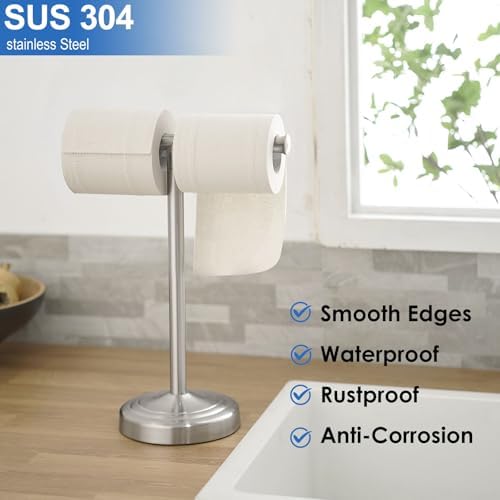 RUMOSE Brushed Nickel Hand Towel Holder Stand Countertop Towel Rack - Image 6