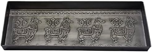 HF by LT Llama Pattern Metal Boot Tray, 30 x 13 inches, Antique Zinc Finish - Image 2