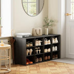 Aenuert 12-Cubby Shoe Rack, 3-Tier Wood Shoe Organizer, Multifunctional Shoe Organizer Bench for Entryway, Mudroom, Hallway, Closet,36.22 * 11.81 * 17.72 Inch,Black - Image 5
