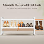 ELYKEN Expandable Shoe Rack for Closet, 2-Tier Metal White Shoe Organizer - Image 5