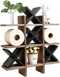 GENMOUS Handmade Tic Tac Toe Toilet Paper Holder Stand with 4pcs Wooden X, Funny Wall Mounted Toilet Papers Storage with Shelf, Farmhouse Paper Roll Storage for Guest Bathroom or Toilet Décor by GenMousCo