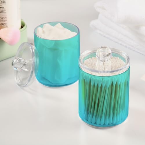 4 Pack Qtip Holder Dispenser with Lids,Green Gradient 3 Storage Containers,Bathroom Canisters Organizer for Cotton Ball,Cotton Swab,Cotton Round Pads,Floss 21214688 - Image 4