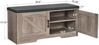 HOMSHO Farmhouse Shoe Storage Bench with 2 Barn Doors & Padded Seat Cushion - Image 2