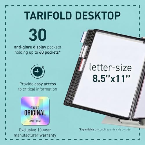 Tarifold Desktop Reference Display System, 30 Pockets, Expandable, Black - Image 2