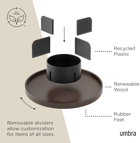 Umbra Bellwood Lazy Susan, Divided Tray Organizer, Black/Walnut - Image 5