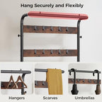 Hall Tree with Bench and Shoe Storage, 4-in-1 Entryway Organizer with 10 Hooks and Storage Shelf,Coat Rack Freestanding with 2-Tier Storage Shelf for Living Room, Bedroom Rustic - Image 5