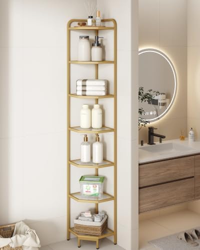 Hzuaneri Corner Shelf Stand, 7-Tier Glass Bookshelf Bookcase, Plant Stand - Image 5