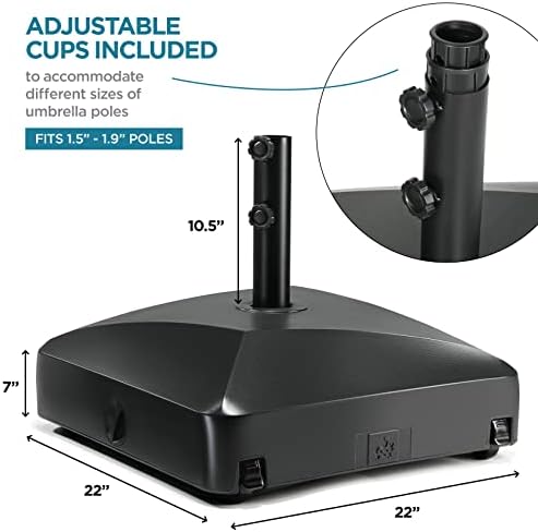 Maple99 Heavy Duty Umbrella Base with Wheels, Fillable Windproof Pole Holder, 125 lbs - Image 2
