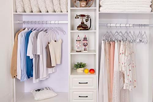 Quality Hangers Clothes Hangers 50 Pack - Non-Velvet Plastic Hangers for Clothes -Heavy Duty Coat Hanger Set -Space-Saving Closet Hangers with Chrome Swivel Hook, Non-Flocked Hangers (50, White) - Image 2