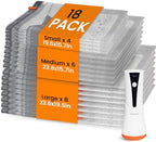 Vacuum Seal Bags for Clothing Travel with Rechargeable Cordless Pump, 18 Pack Compression Space Saver Bags for Packing, Luggage and Seasonal Storage by Foxmoon