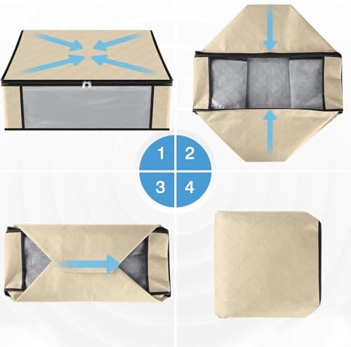 HomeHacks 8-Pack Clothes Organizer Storage Bags, 35L Storage Bins, Beige - Image 3