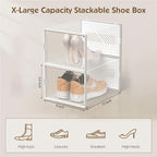 12 Packs Clear Plastic Shoebox With Magnetic Door, Large(13" × 9" × 5.6") Stackable Shoe Box Storage With Lids, Multifunctional Sneaker Containers, Toy Storage, Space-Saving Shoe Rack Black - Image 2