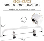 TOPIA HANGER Wooden Pants Hangers,Slim Natural Wood Skirt Hangers with Anti-Rust Hook and Adjustable Metal Clips, Perfect for Skirts,Pants,Slacks-10 Pack-CT17W - Image 2