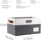 PRANDOM Larger Foldable Storage Bins with Handles [5-Pack] Fabric Collapsible Storage Boxes Baskets Cubes Containers with Handles for Closet Living Room Bedroom (Grey & White 17.3x12.2x10.4') - Image 3