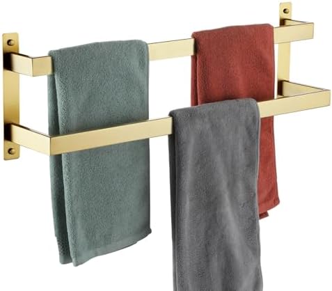 KOKOSIRI Bath Towel Bars Bathroom 2-Tiers Ladder Brushed Gold Towel Rails 24 Inches Towel Holders Wall Mounted Towels Shelves Rack Stainless Steel, B5008BG-L24 by KOKOSIRI