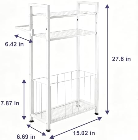 Freestanding Toilet Paper Holder with Storage for Small Bathrooms, White - Image 5