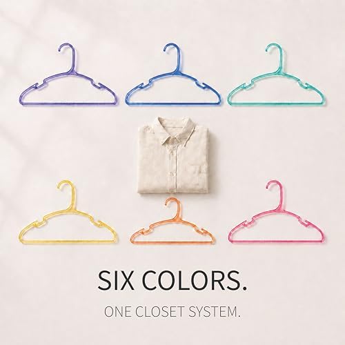 SCANDINOVIA Unbreakable Plastic Hangers - Pack of 24 - Heavy Duty I-Beam Design, Durable, Slim & Space Saving - Perfect for Coats & Everyday Use - Colorful Rainbow Clothe Hanger for Organized Closet - Image 5