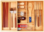 COIWAI Double Layer Bamboo Drawer Organizer Cutlery Utensil Silverware Drawer Organizer, cutlery Silverware Tray for Drawer, Utensil Holder Drawer Dividers for Flatware (L: 16.85 × 12.2 in) by 100NaturalBambooFurniture
