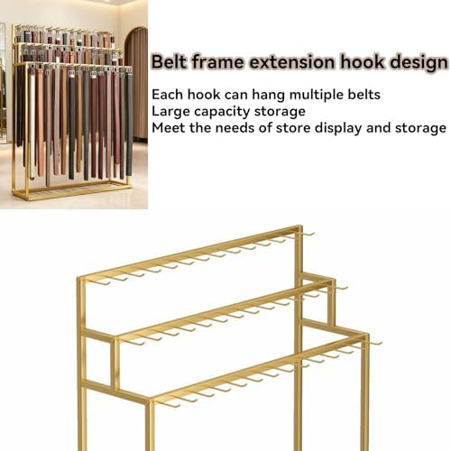 Floor Mounted Belt Hanger, Stepped Belt Display Rack with Hanging Rods and Hooks, 21 Hooks, Lengthened and Bolded, Capacity for Ties, Scarves, Accessories(White) - Image 3