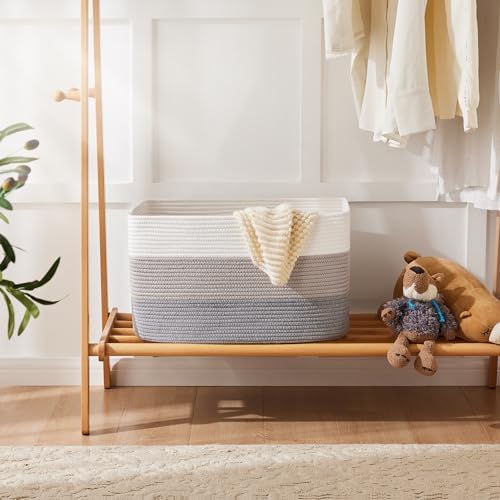 Artfeel Blanket Basket,Rectangle Woven Baskets for Storage,100L Laundry Basket for Decorative Nursery Blanket,Toys,Dirty Clothes and Magazine in Shelves,Baby Room,and Living Room - Image 4