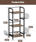 3-Tier Purse Organizer Rack, Iron & Wood Floor-Standing Bag Storage Holder with Adjustable Side Basket and Hook Handbag Organizers Display Stand Shelf for Closet, Bedroom, Entryway, Black - Image 2