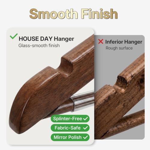 HOUSE DAY Premium Wooden Hangers 30 Pack, 17.5" Smooth Wood Clothes Hangers - Image 4