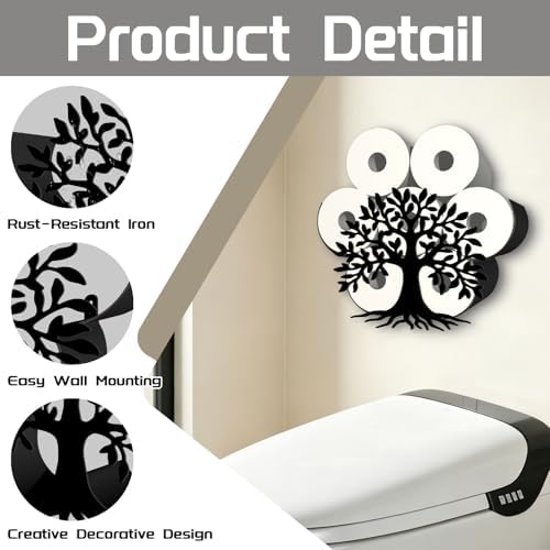 Tree of Life Toilet Paper Holder Wall Mount/Stand for Extra 8 Rolls - Image 3